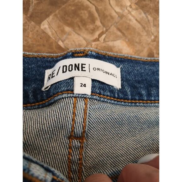 Re Done  frayed hem button fly skinny jeans. Wash-dusty destroy sz‎ 24 - Picture 6 of 10